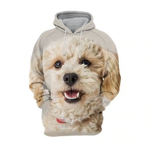 White Mixed Breed Poodle Smile AOP Hoodie