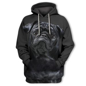 Pug Color Black AOP Hoodie